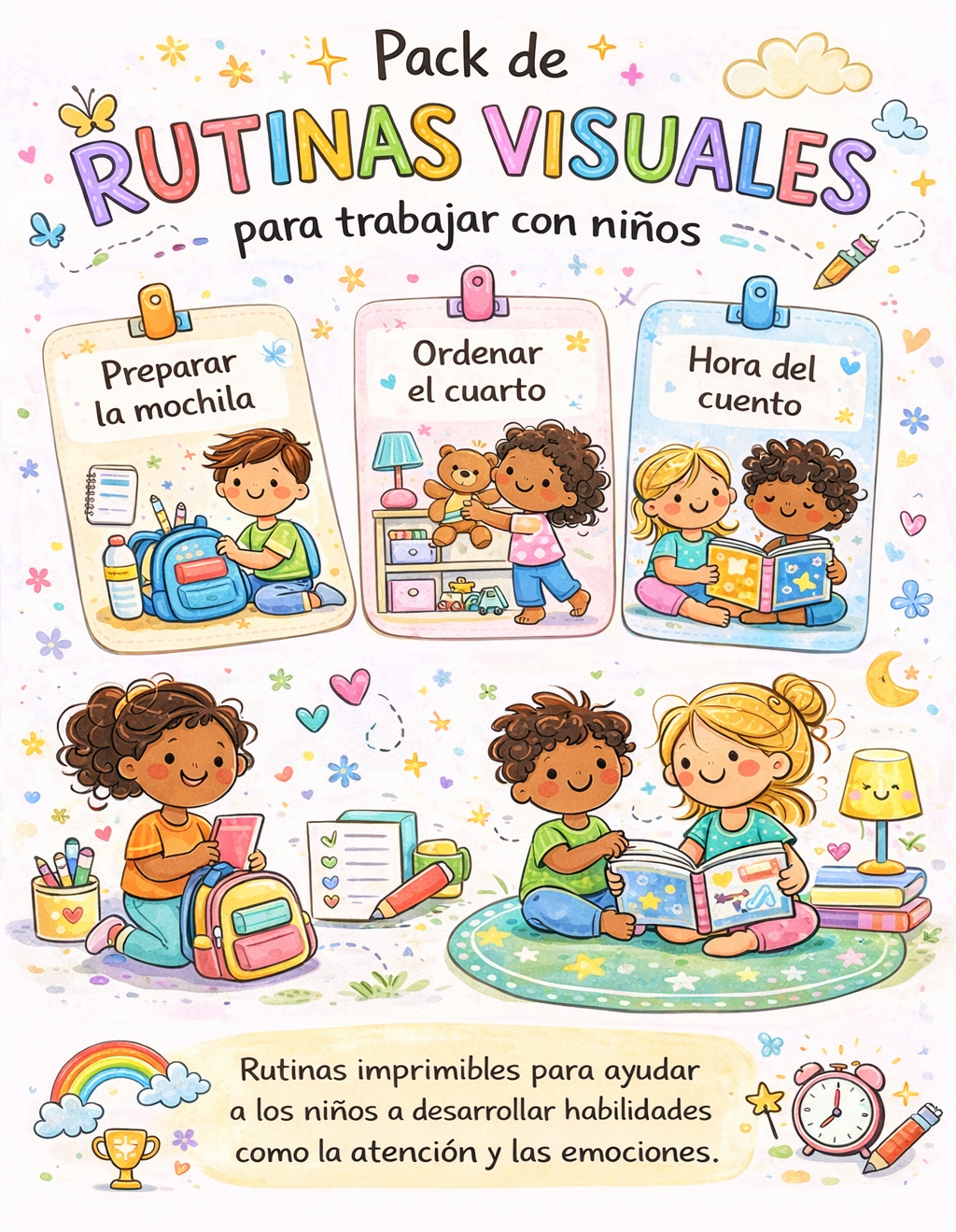 💗Pack de Rutinas Imprimibles⭐ Transformá Gritos y Berrinches en Rutinas de Paz